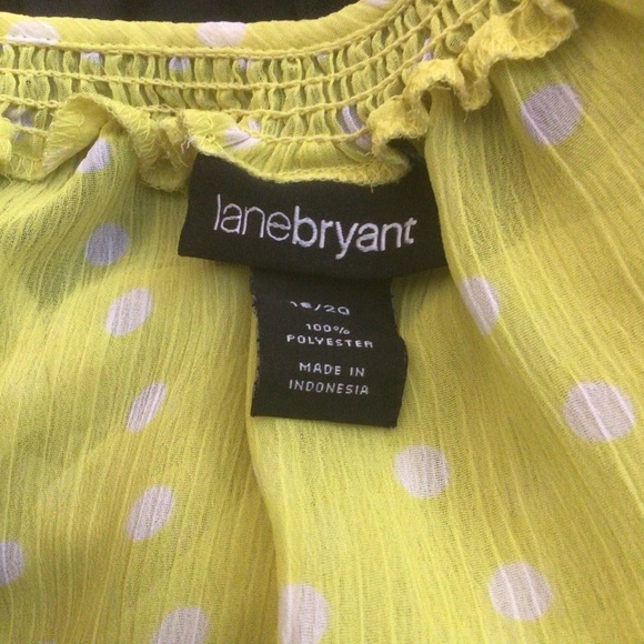 Lane Bryant Yellow Polka Dot Semi-Sheer Long Sleeve Blouse Sz 18/20 - Picture 7 of 8
